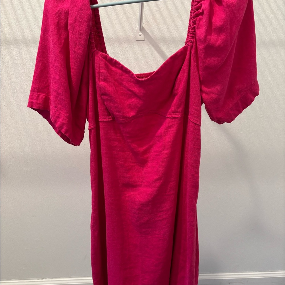 A New Day Pink Puff Sleeve Sundress